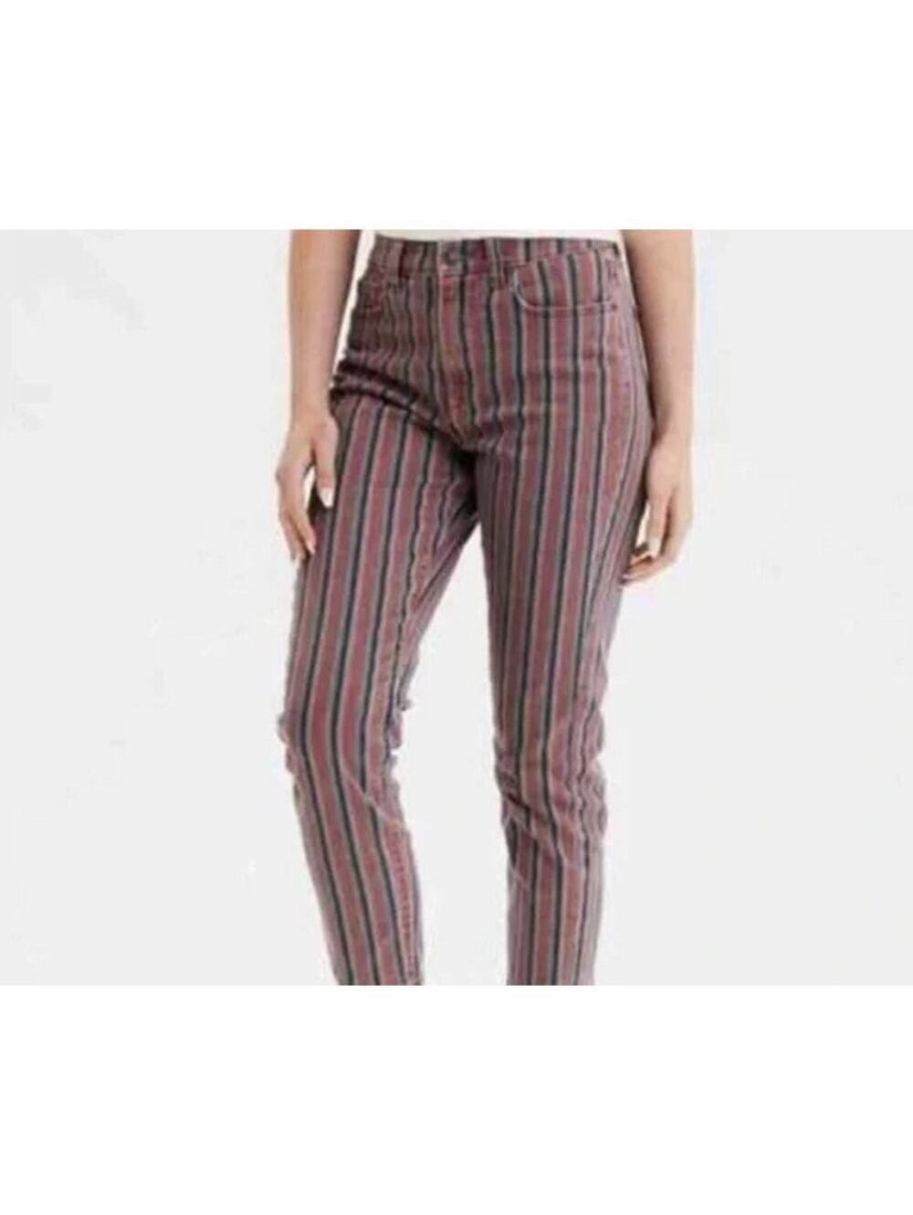 AMERICAN EAGLE OUTFITTERS Striped Mom Jeans SZ 2